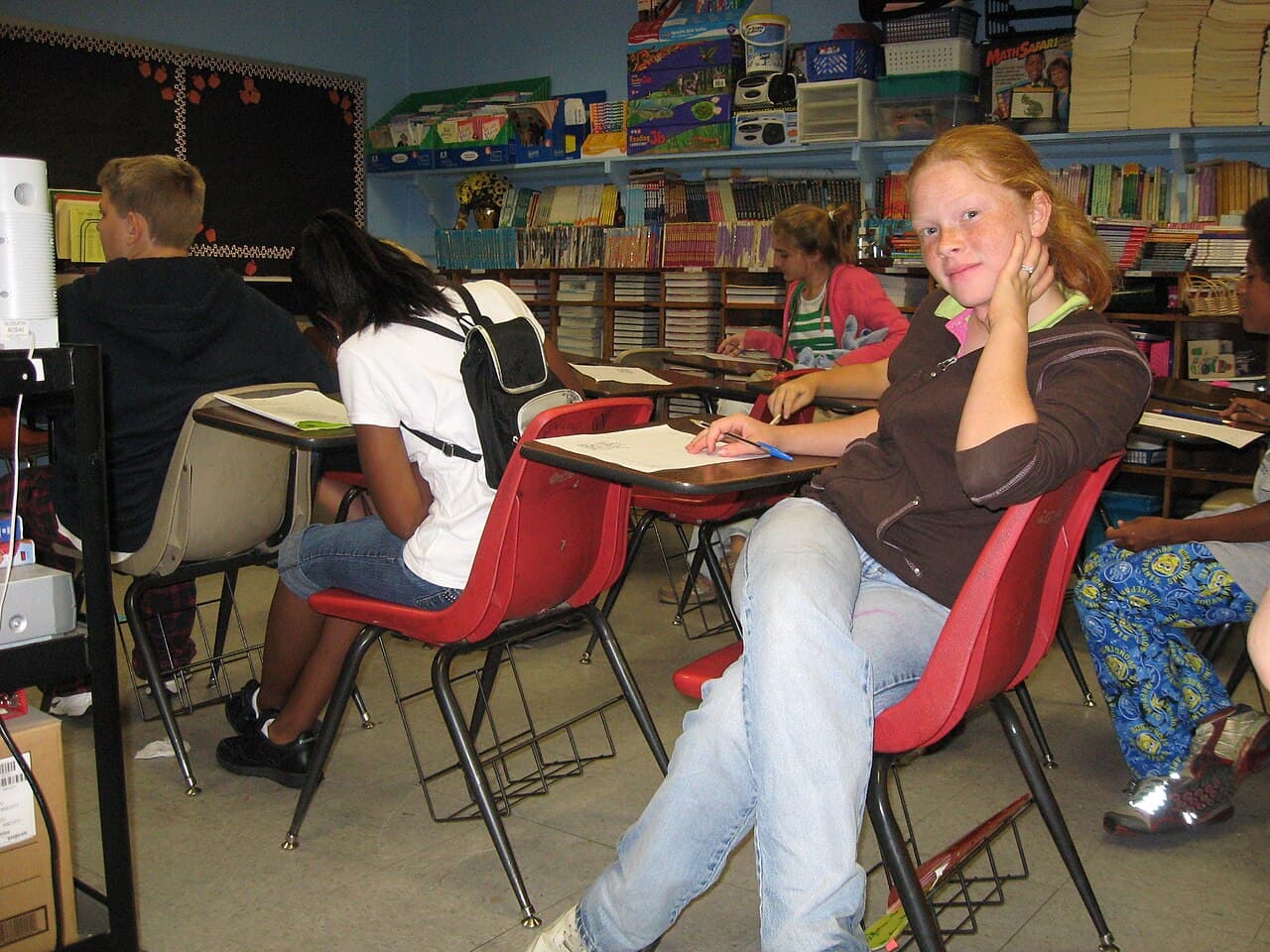 Secondary students in a classroom